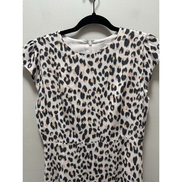 Loft Leopard Slit Midi Dress Size 4p Petite - Picture 2 of 6